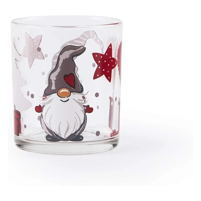 Excelsa Gnomo Set 3 Weihnachtsgläser Glas 250 ml - Weihnachtsmotiv, Spülmaschinenfest