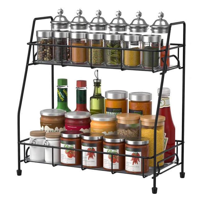 Supporto porta spezie Bokiovin, organizzatore per cucina, salvaspazio, 2 livelli