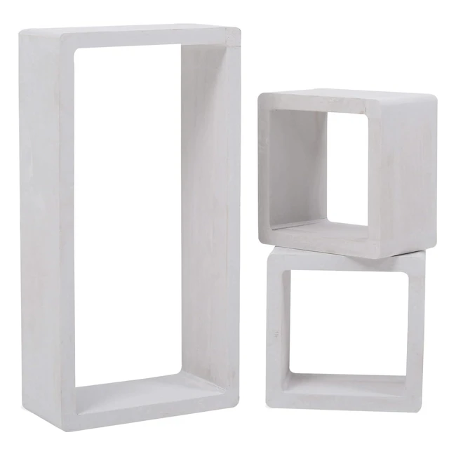 Set 3 Étagères Murales Suspendues Bois Blanc Shabby Chic - Rebecca Mobili RE4119