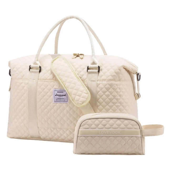 Borsa da viaggio donna Lovevook - Grande dimensione - Bagaglio cabina - Borsa sportiva - Beige