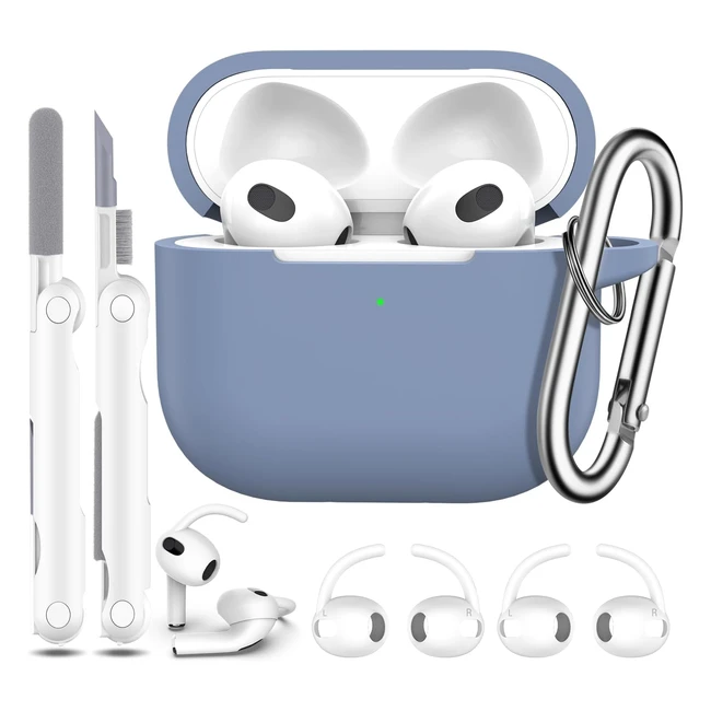Custodia AirPods 3a Gen. con Kit Pulizia e Gancio Auricolari - RFUN 2021 Blu Grigio