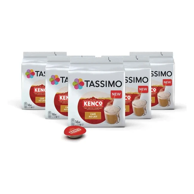 Tassimo Kenco Café Au Lait Coffee Pods x16 - Pack of 5 - Total 80 Capsules
