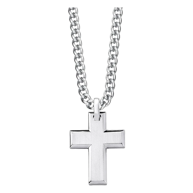 s.Oliver Herrenkette mit Anhänger Edelstahl 50 cm Silber Kreuz - Schmuckbox inklusive