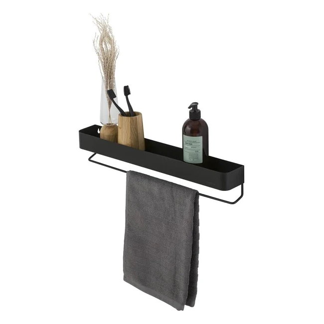 Sealskin Brix Mensola a Parete con Portasciugamano Metallo Nero 55 cm - Look Robusto Industriale