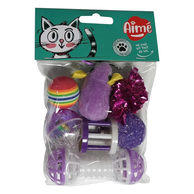 Lot de 7 jouets pour chat - Intérieur et extérieur - Jeux variés et amusants - Facile à ranger et transporter