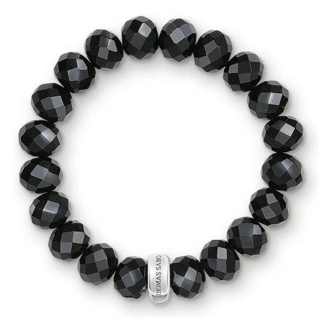 Thomas Sabo Damen Charmarmband Obsidian Schwarz - Charm Club 925 Sterling Silber