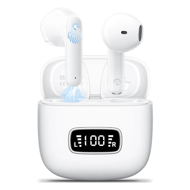 Auriculares Bluetooth Godyse - Hifi Estéreo - Control Táctil - 42H de Reproducción - Blanco