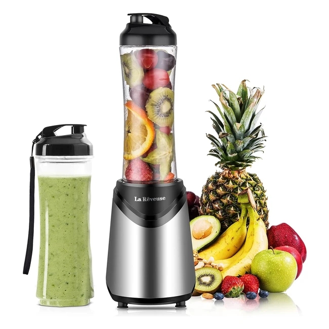 Licuadora de Batidos Personal con 2 Botellas Deportivas de Viaje Portátiles sin BPA 550ml/300W - Rosado Silver