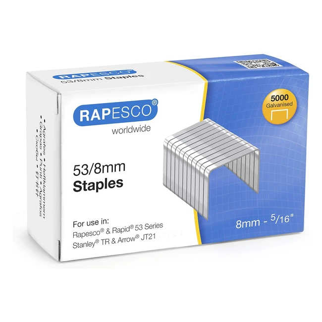 Rapesco 0750 Grapas Galvanizadas 538mm - Caja de 5000 - Alta Calidad