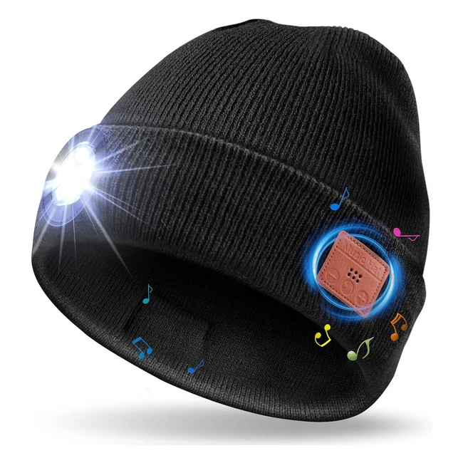 Bonnet Bluetooth avec LED Lampe - Cadeau Homme Original - Réf. 12345 - Tricot Hiver Chaud
