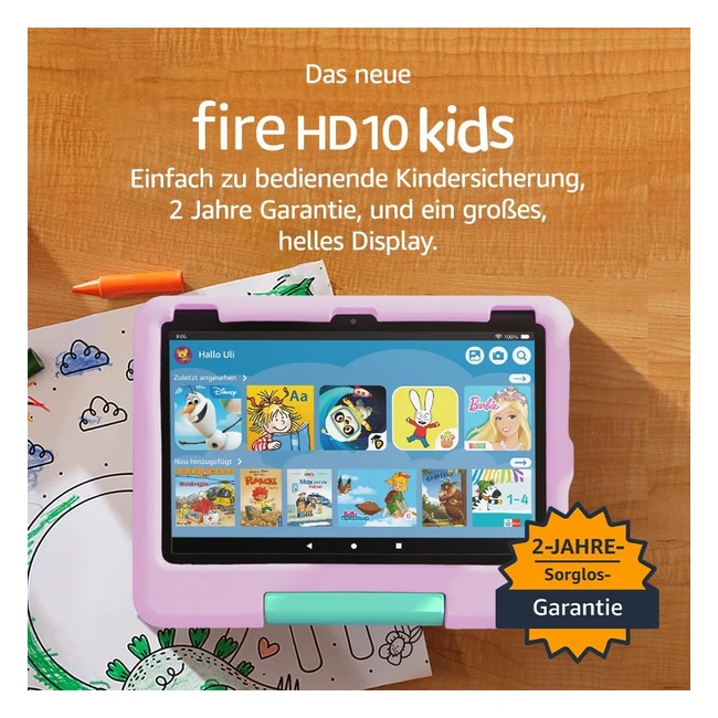 Das neue Fire HD 10 Kidstablet für Kinder ab dem Vorschulalter - 10-Zolldisplay, Kindersicherung, 2 Jahre Sorglosgarantie