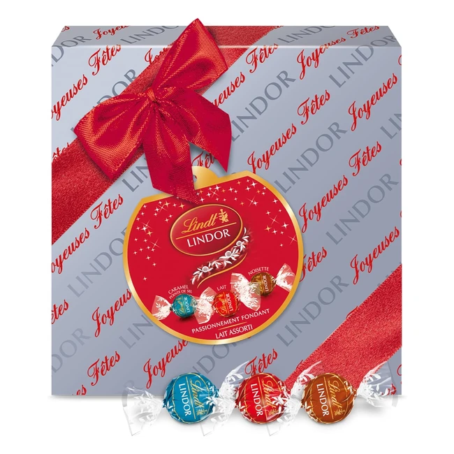 Boîte cadeau Lindt Noël Lindor assorti lait caramel chocolat au lait noisette
