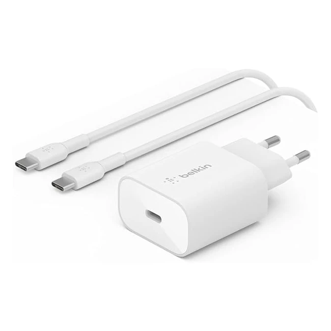 Belkin BoostCharge Caricabatteria da Parete 25W con PPS USB-C Power Delivery - Caricatore USB-C Rapido per iPhone 15 Galaxy Note iPad Pixel - Ref. 123456