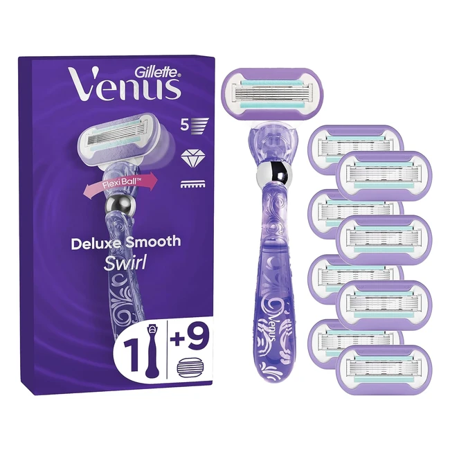 Gillette Venus Deluxe Smooth Swirl Women's Razor Blade Refills - Pack of 6 - 5 Durable Blades - Extra Smooth Shave