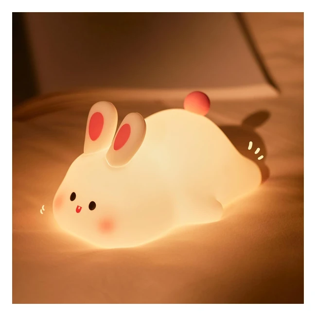 Cute Bunny Baby Night Light - Soft Silicone - USB Rechargeable - Portable - Bedroom Decor
