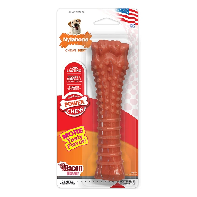 Nylabone Dura Chew Extreme Tough Dog Chew Toy Bone XL - Bacon Flavor - Ref: 12345 - Dental Hygiene