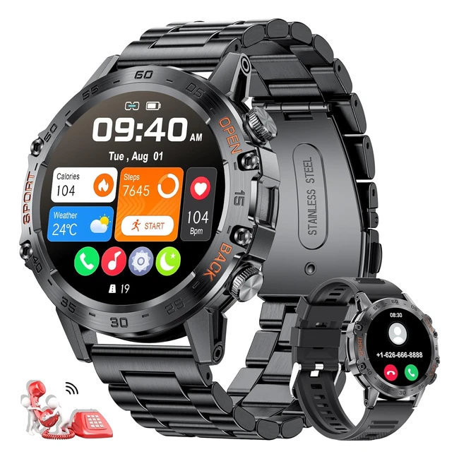 Montre Connectée Homme Bluetooth 139 Smartwatch - Modes Sportifs Sommeil Podomètre Musique - Étanche IP67 - 400mAh - Montre Connectée iOS Android - Noir