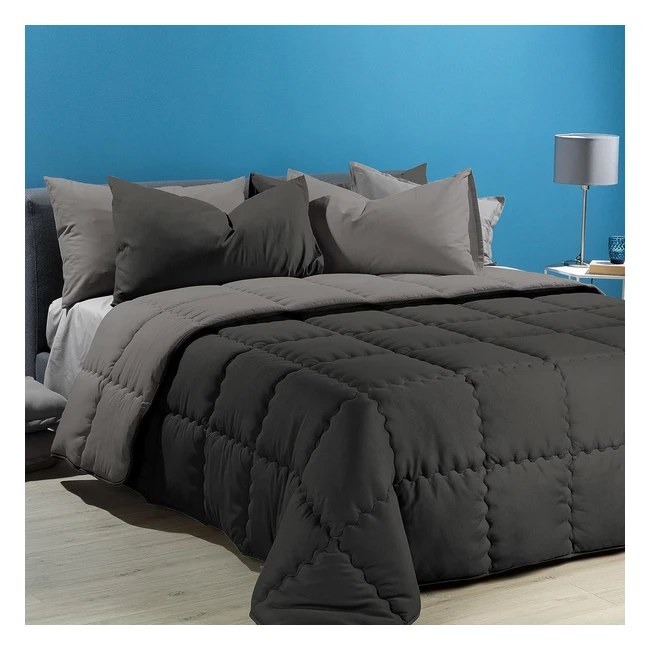 Trapunta matrimoniale Caleffi modern, tinta unita antracite, comfort superiore