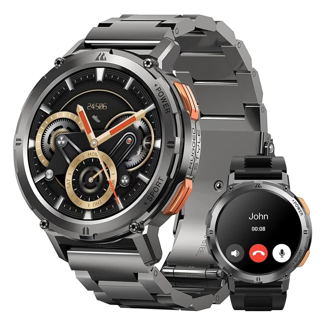 Montre Connectée Homme Tesofit T2 - Écran AMOLED 143 Toujours Actif - Étanche 5ATM - 60 Jours d'Autonomie - 70 Modes Sportifs