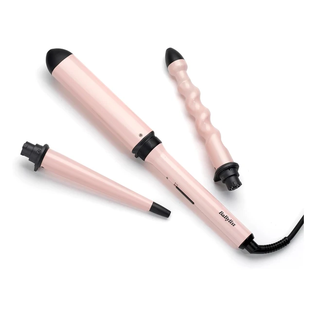 Babyliss Curl and Wave Trio Multistyler | Lockenstab mit 3 Aufsätzen | Locken, Wellen und Beach Waves | Soft Pink MS750E