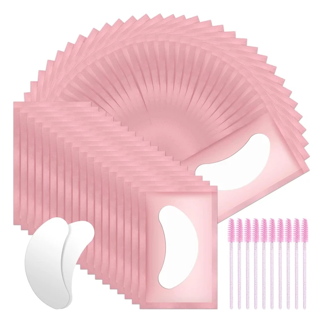 Patches occhi extension URAQT - 50 paia ciglia finte - Gel idratante - Pro Salon - Rosa