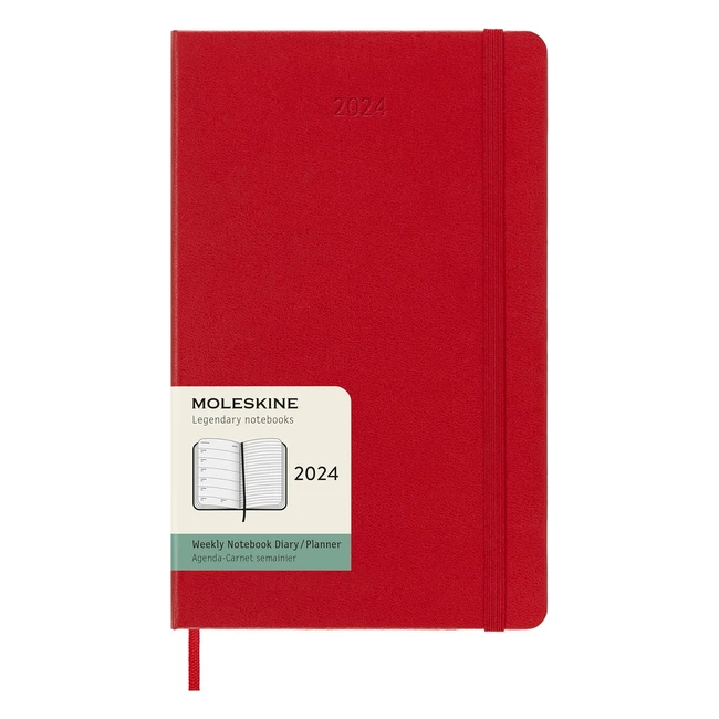 Agenda Settimanale Moleskine 2024 Large 13x21 - Rosso Scarlatto