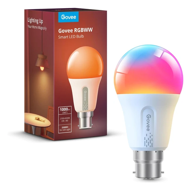 Govee Smart A19 LED Light Bulbs - 1000lm RGBWW Dimmable WiFi Colour Changing Bulbs