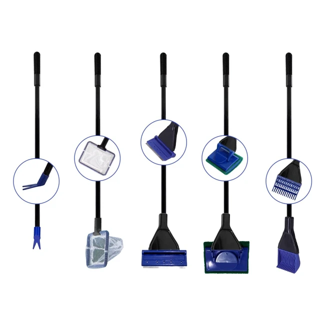 Kit de nettoyage aquarium 5 en 1 Nobleza - Outil de nettoyage réservoir poissons verre - #aquarium #nettoyage #poissons