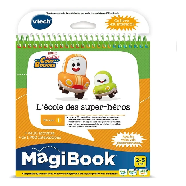 VTech Magibook Tut Tut Cory Bolides - Livre éducatif enfant niveau 1 - L'école des superhéros - Pages illustrées et interactives - Cadeau garçon et fille de 2 à 5 ans