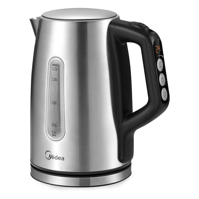 Midea Wasserkocher mit Temperatureinstellung 40-100°C, Edelstahl, 17 Literkettle, 2200W, Schwarz