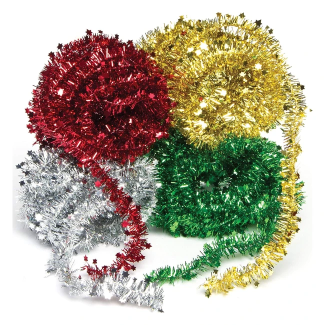 Ghirlanda Tinsel Baker Ross AF837 - Colori Assortiti - Aggiungi un tocco scintillante alle tue creazioni!