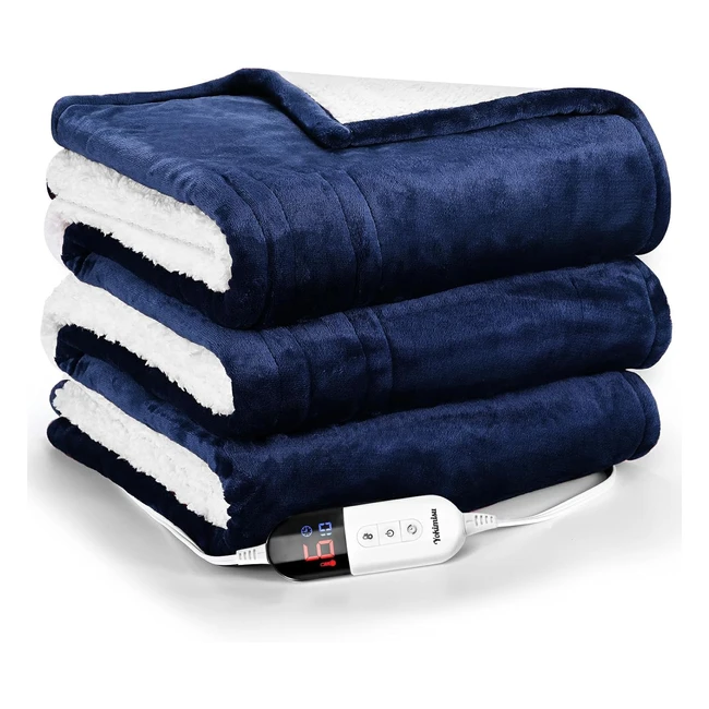 Coperta Elettrica Yokimisu, Flanella Super Morbida, 180x130 cm, 6 Livelli di Riscaldamento