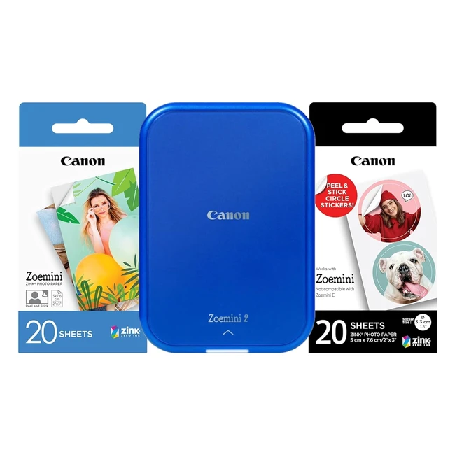 Canon Zoemini 2 Druckerset Marineblau inkl. 20x ZP2030 & 10x Kreisaufkleber - Nur bei Amazon