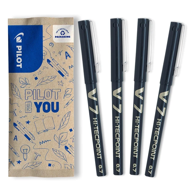 Bolígrafo Pilot FLW538837 V7, Tinta Líquida, 4 Unidades, Negro