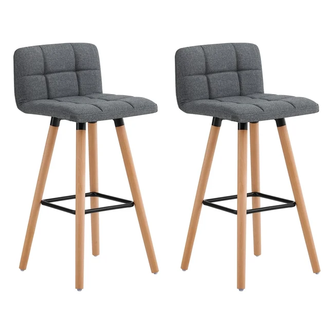 Lot de 2 tabourets de bar cuisine avec dossier et repose-pieds haute qualité - Sobuy FST50DGX2
