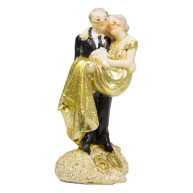 Statuetta Coppia Sposi Nozze D'oro 50 Anni - Oro - Ideale per Anniversario Matrimonio