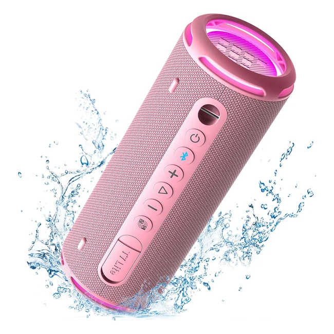 Tronsmart T7 Lite Altavoz Bluetooth 53 - Potente Altavoz Portátil con Luz LED Impermeable IPX7 - 24h de Reproducción - Sonido Estéreo - Control de la App - Rosa