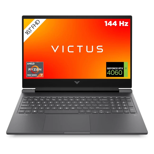 HP Victus Gaming Laptop 16,1 Zoll FHD 144 Hz Display AMD Ryzen 7 7840HS 16 GB DDR5 RAM 512 GB SSD NVIDIA GeForce RTX 4060 Windows 11 Home QWERTZ Tastatur Schwarz