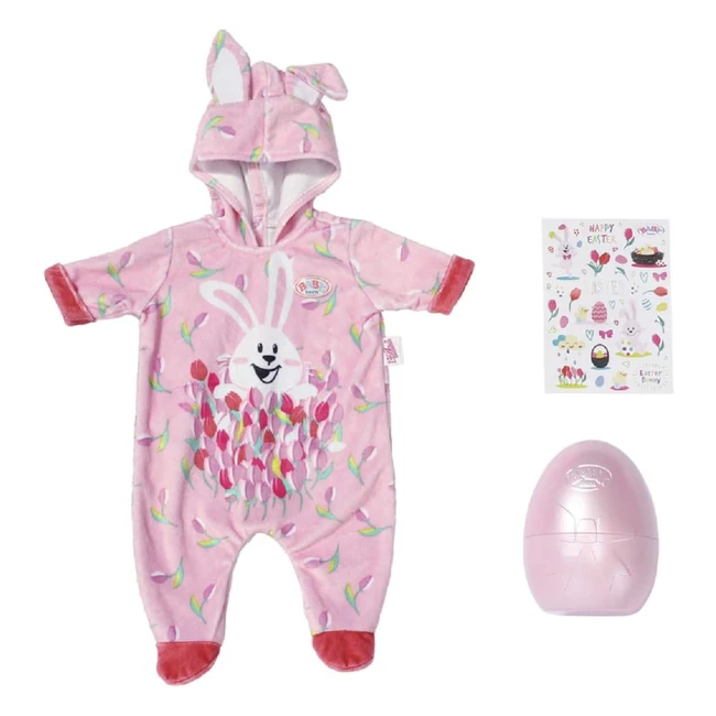 Tutina di Pasqua Baby Born 43cm - Facile per Mani Piccole - Include Tutina Uovo e Adesivi