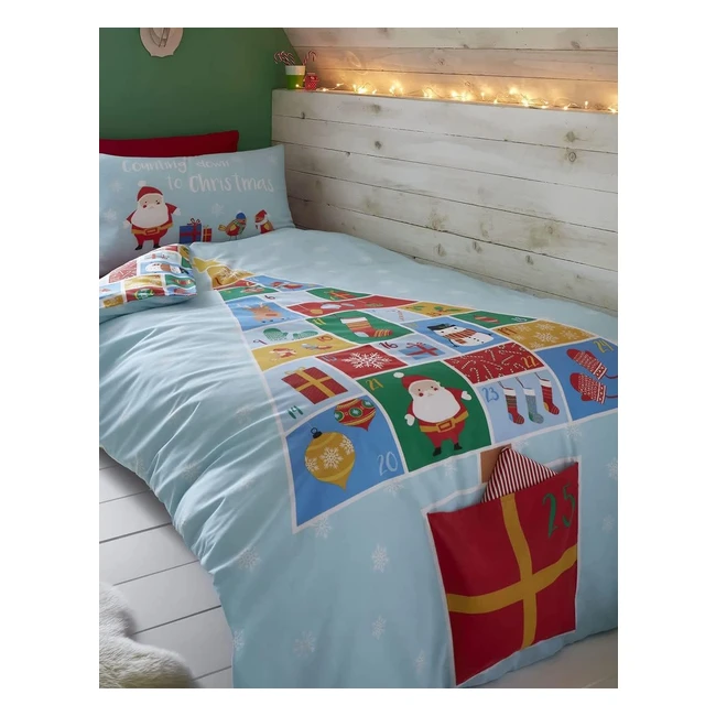 Catherine Lansfield Countdown to Easy Care Single Duvet Set - Light Blue | 135x200cm | Reversible Design