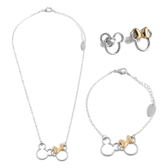 Disney Bijoux Enfants Fille - Bracelet, Boucle d'Oreille, Collier d'Amitié Stitch Mickey Minnie Elsa - Réf: 1234567890