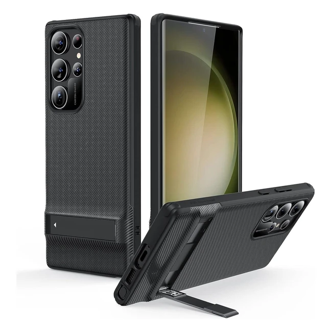 Funda Boost con Kickstand para Samsung Galaxy S23 Ultra - Protección Militar, Carga Inalámbrica - Negro