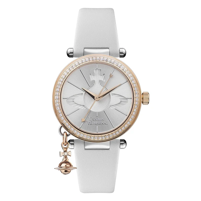 Vivienne Westwood Orb Pastelle Ladies Quartz Watch - Silver Dial, White Leather Strap