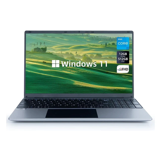 Geviar 156-Inch Laptop, 12GB DDR4, 512GB SSD, Windows 11, 1080p Screen, Intel Celeron N5095 Quadcore Processor