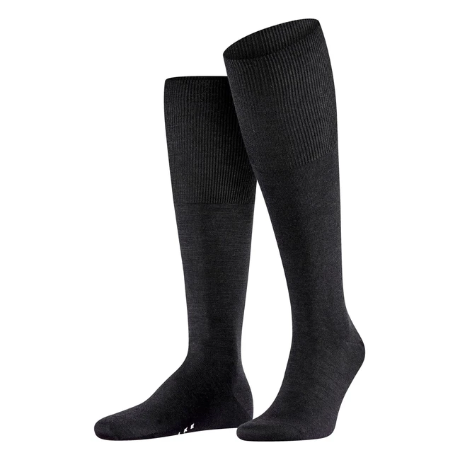 Chaussettes longues homme Falke Airport M en laine et coton, unies - Noir