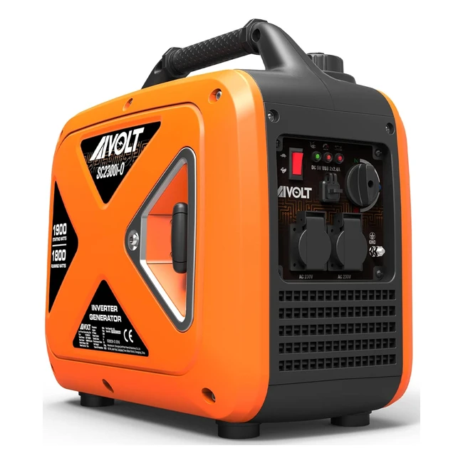 Generatore Inverter Aivolt 1900 Watt - Emergenza Silenziosa - Campeggio Festival Barche Cantieri - 2 Prese USB - 2 Prese 230V