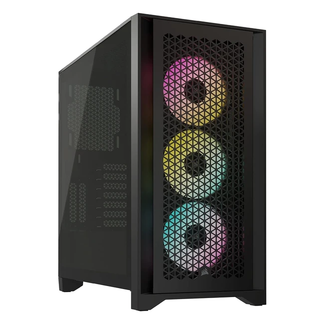 Corsair iCUE 4000D RGB Airflow Midtower Case - High Airflow - Cable Management - AF120 RGB Elite Fans - Black