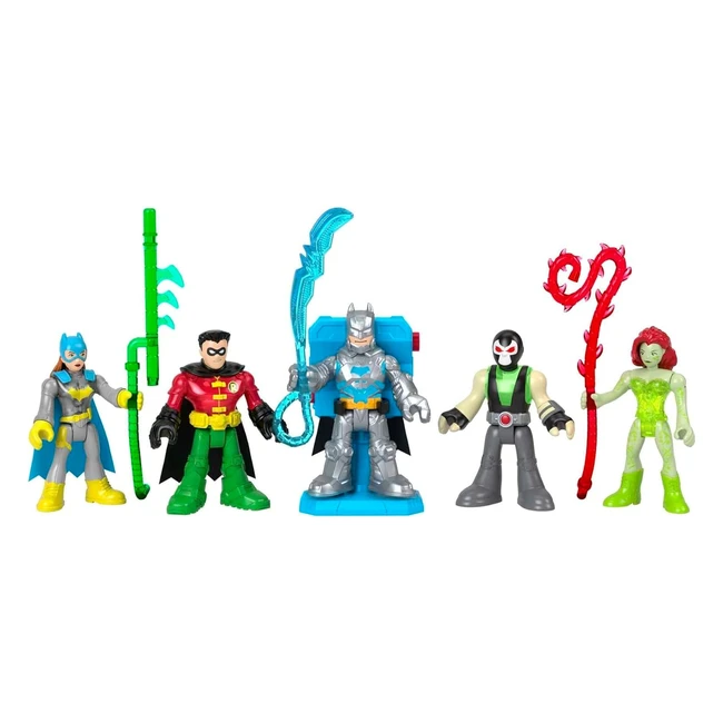 Coffret de combat Batman Fisherprice Imaginext DC Super Friends - 5 figurines articulées avec lumières et accessoires - Jouet enfant dès 3 ans