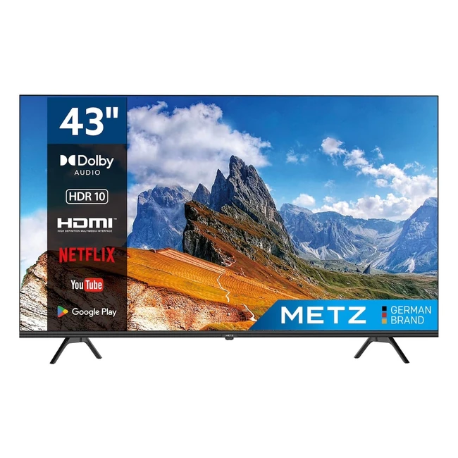 Metz Smart TV 43 109 cm LED 4K - Versione 2022 - WiFi - Android - HDMI ARC - USB - Slot CI - Dolby Audio - DVBCT2S2 - Nero