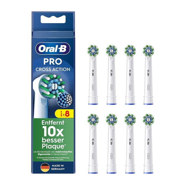 Oral-B Pro CrossAction Ersatzbürsten für elektrische Zahnbürste, 8er Pack, überlegene Zahnreinigung mit innovativen X-förmigen Borsten, Original Oral-B Zahnbürstenaufsatz